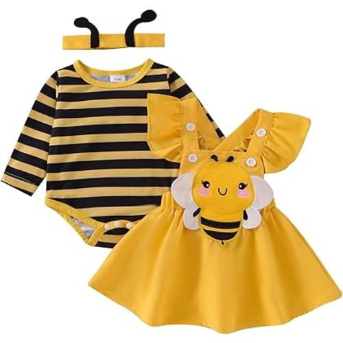 Baby Girl Clothes Outfits Fall Winter Infant Dress Romper Cute Suspender Skirt Headband 3Pcs 0-18 Months