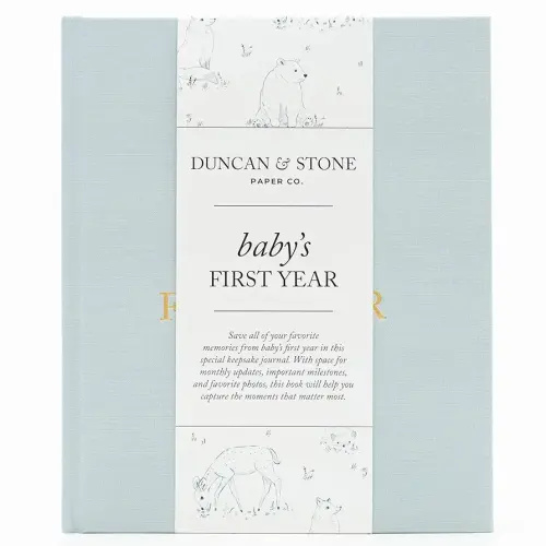 Baby First Year Book - Heirloom Keepsake Baby Memory Book to Record Important Milestones, Photos & More - Pregnancy Books (Sky Blue,112 Pages)