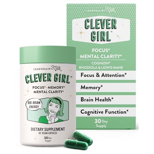 Legendairy Milk Clever Girl - Focus Supplement with Lion’s Mane & Citicoline - Nootropic Lions Mane Supplement for Memory, Focus & Mental Clarity, 30 Servings