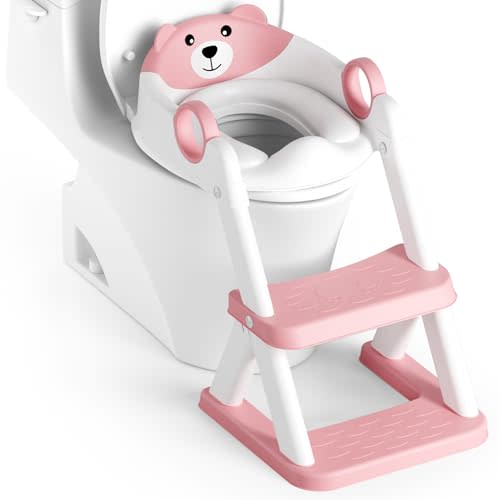 Potty Training Seat, Upgrade Toddler Toilet Seat for Kids Boys Girls, 2 in 1 Potty Training Toilet, Splash Guard Anti-Slip Pad Step Stool