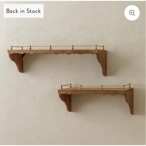 Quinn Wood and Brass Railing Shelf – Magnolia