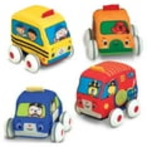 Melissa & Doug K's Kids Pull-Back Soft Baby Toy Set - 4 Vehicles with Carrying Case
