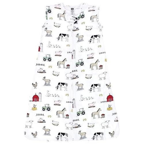 Hudson Baby Unisex Baby Cotton Sleeveless Wearable Sleeping Bag, Sack, Blanket, Farm, 0-6 Months