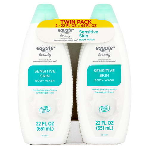 Equate Sensitive Skin Body Wash, 22 fl oz, 2 Pack