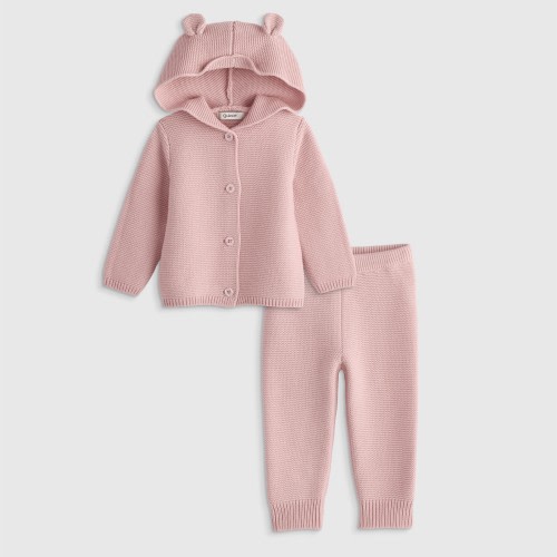 Quince 100% Organic Cotton Sweater Set - Silver Pink
