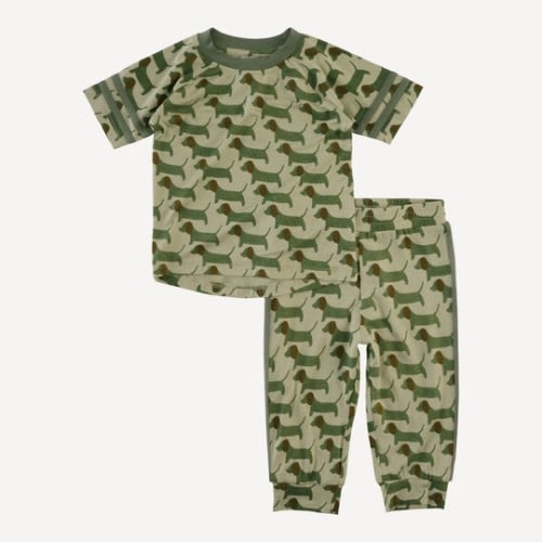 short sleeve football set | 70s puppies | bamboo