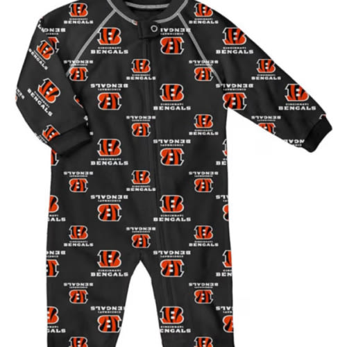 Cincinnati Bengals BLACK Baby Raglan Romper Pajamas