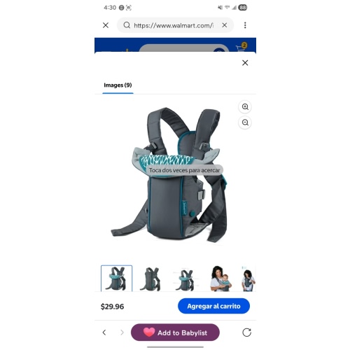 Infantino Swift Classic Transportadora de Bebé con Bolsillo y Babero con Cubierta Maravillosa, 2 Posiciones, Unisex, 8-25 lb, Gris