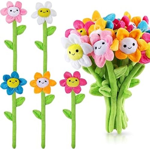 10 Pcs Plush Sunflower Flower Stuffed Bendable Stems Plush Bouquet Toy Soft Rose Flower 12.6 Inch for Christmas Classroom 2026 Mother's Day Valentines Day Girl Girlfriend Wife(10 Pcs Colorful Daisy)