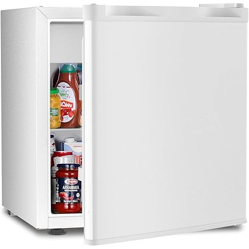 Antarctic Star Mini Fridge Compact Refrigerator with Freezer, Single Reversible Door, Dorm Fridge, Wire Shelf, Defrost Button, for Bedroom, Office, Garage, 1.7 Cu. Ft, White