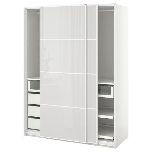 PAX / HOKKSUND Wardrobe combination - white/high gloss light gray 59x26x79 1/4 "