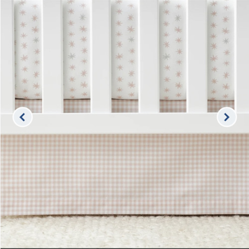 Ditsy Gingham Classic Cool Organic Cotton Percale Tailored Crib Skirt