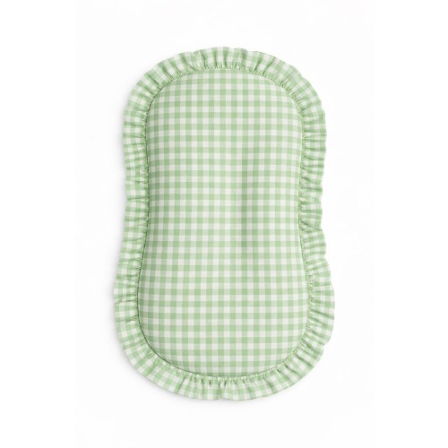 Green Gingham Ruffle Lounger Cover -Neutral Soft Louger Cover - Baby Lounger Cover 100% Cotton Fabric - Washable lounger cover