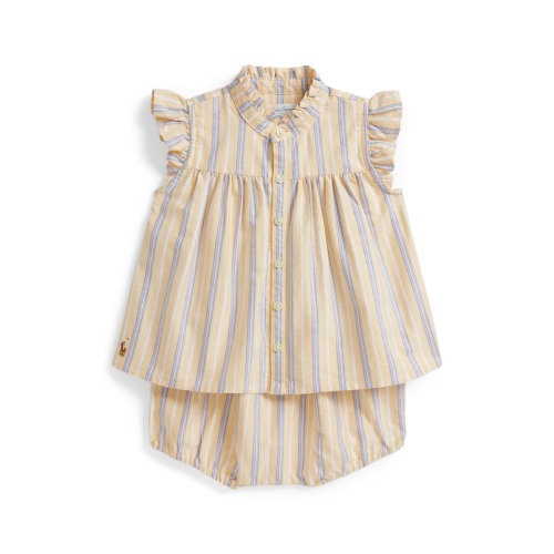 Stripe Cotton Oxford Top with Bloomers