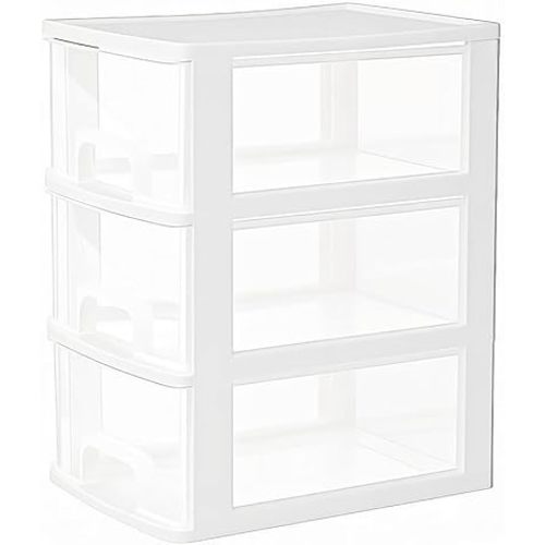 Gonice 3 Drawer Storage Organizer, White Plastic Drawer Storage, Small Desktop Organizer for Home, Office