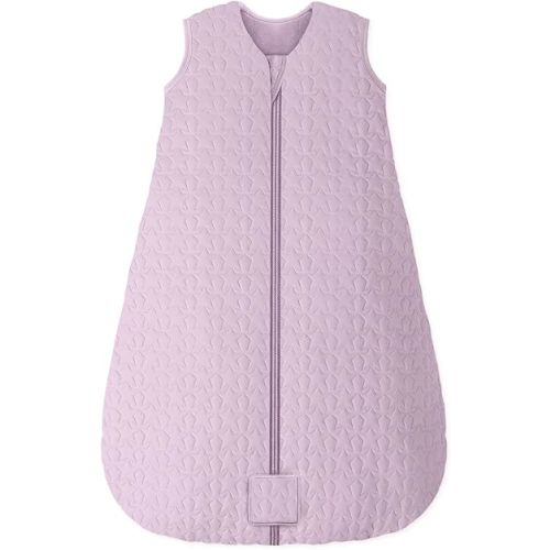 Baby Sleep Sack 6-12 Months TOG 2.5 Winter Baby Wearable Blanket, 100% Cotton Fabric Newborn Infant Sleeping Sack 2-Way Zipper Quilted Sleepsack, Warm Soft Purple