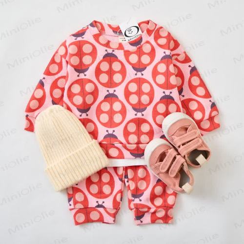 Baby Toddler Pink Ladybug Waffle 2-piece Set