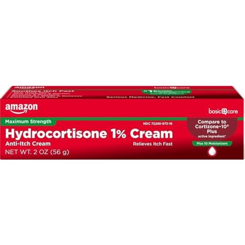 Amazon Basic Care Hydrocortisone 1% Anti-Itch Cream, White, 2 Ounce (Pack of 1)