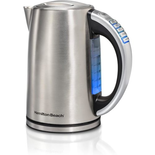 Hamilton Beach 1.7 Liter Temperature Control Electric Kettle, Water Boiler & Heater, Fast Boiling 1500 Watts, BPA Free, Cordless, Auto-Shutoff and Boil-Dry Protection, Stainless Steel (41020R)