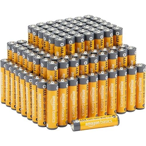 Amazon Basics AAA Alkaline High-Performance Batteries, 1.5 Volt, 10-Year Shelf Life, 100 Count (Pack of 1)