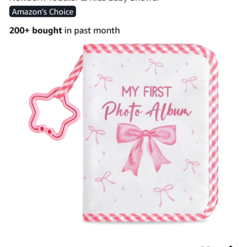 Baby's My First Family Album Soft Photo Cloth Book Pink Bow My First Book of Photos Coquette Bow Baby Memory Album Gift Holds 4x6 Pictures for Babies Newborn Toddler & Kids Baby Shower