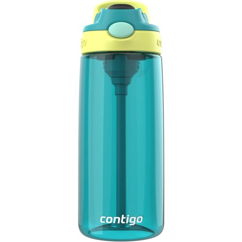 Contigo Aubrey Kids Water Bottle, 20oz, Juniper/Limelight, Spill-Proof Lid, Dishwasher Safe, BPA Free, Blue and Yellow