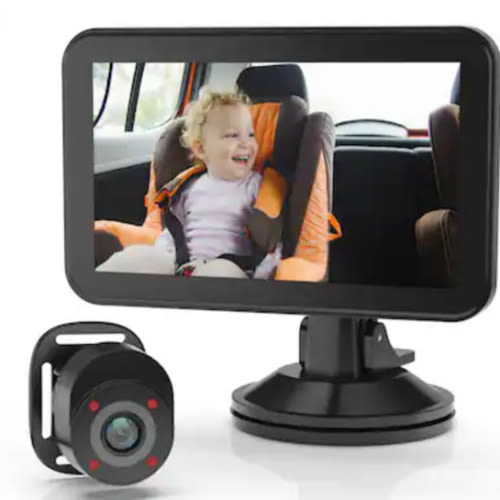 Rexing - BC500 In-Car Baby Cam with Monitor – HD 1080p & Infrared Night Vision - Black