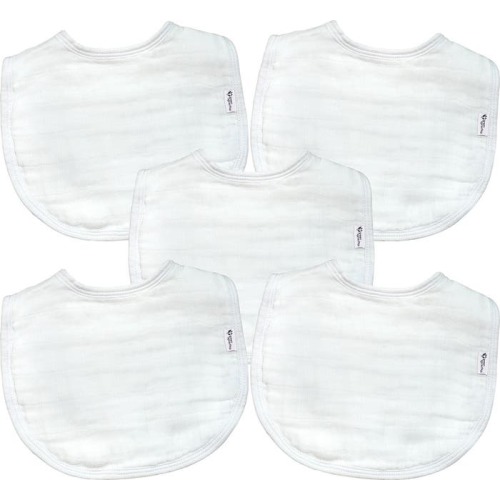 Green Sprouts 5-Pack Organic Cotton Muslin Baby Bibs, White
