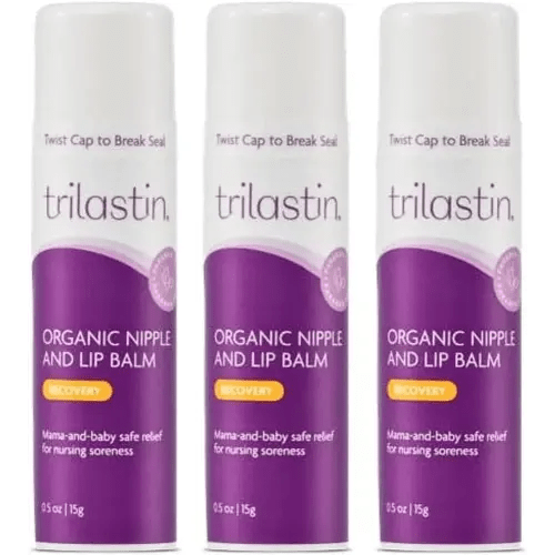 TriLASTIN Nipple and Lip Balm (3-pack), Breastfeeding Essentials, Nipple Cream, Lanolin-Free Nipple Balm, Breast Feeding Must Haves, Nipple Butter, Postpartum Essentials
