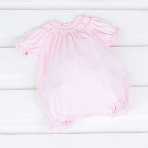 Smocked Rosebud Pink Bubble