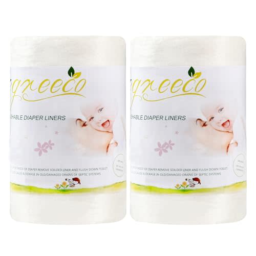 wegreeco Cloth Diaper Liners - Unscented Diaper Liners, Fragance Free Cloth Diaper Liners - 100 Sheets Per Roll (2 Roll)