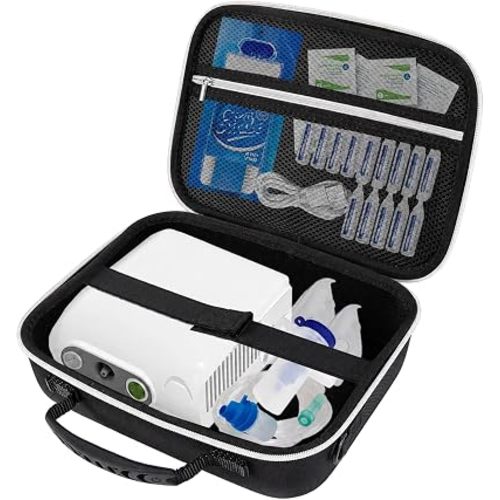 Nebulizer Bag for Smart Nebulizer,Portable Hard Case,Desktop Inhaler Nebulizer for Home Travel Use, Medicine Storage Bag for Inhaler Spacer, Masks, Asthma Accessories for Kids and Adults,Black