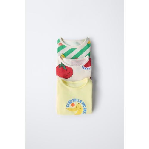THREE-PACK OF TOMATO AND STRIPE PRINTED BODYSUITS - Multicolored | ZARA United States