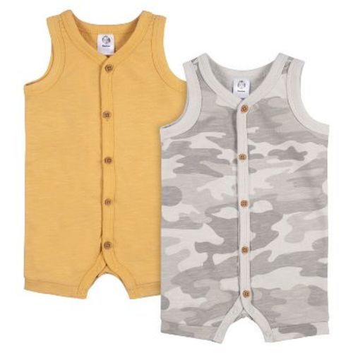 Gerber Baby Boys' Short Leg Sleeveless Romper, 2-pack