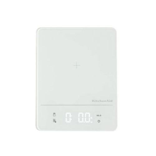 KitchenAid 11lb Waterproof Kitchen Digital Food Scale White: LED Display, Battery Powered, Coffee & Food Weight Scale