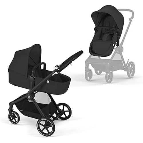 Cybex EOS Multi-Purpose Stroller - Converts from Carriage Mode to Reversible Toddler Seat in Seconds, 5 Modes of Use, Travel System Ready with any Cybex Infant Car Seat - Black/Black
