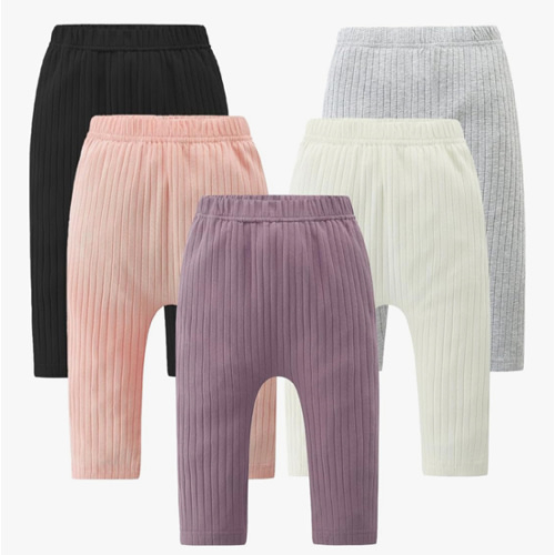 Fullfamous Baby and Toddler Girl's 5 Pack Cotton Ribbed Pull On Pants Leggings 0-4 Years