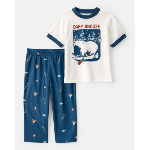 Toddler 2-Piece Camp Snooze Loose Fit Pajamas - Navy/White
