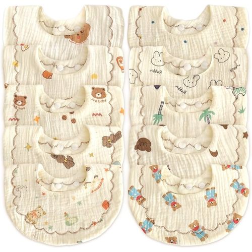 Baby Bibs Muslin Bibs for Baby Girl Boy for Drooling and Teething 10 Pack