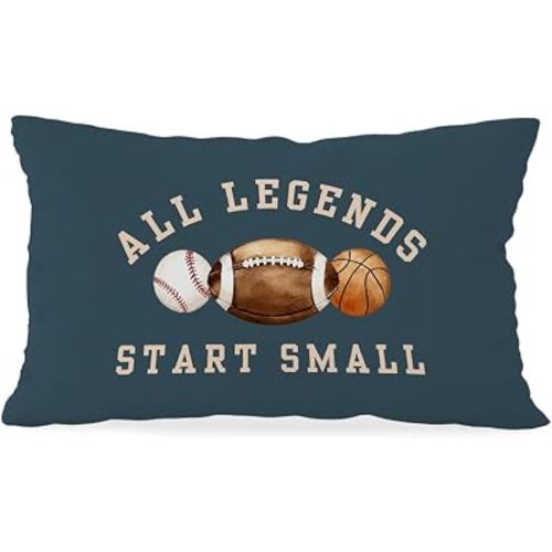ROYAL NOVA Sports Nursery All Legends Start Small 12x20 Pillow Cover