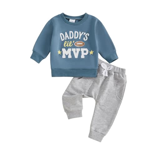 Kupretty Toddler Baby Boy Fall Winter Clothes Letter Graphic Long Sleeve Sweatshirt Pullover Tops + Joggers Pants Outfit Set