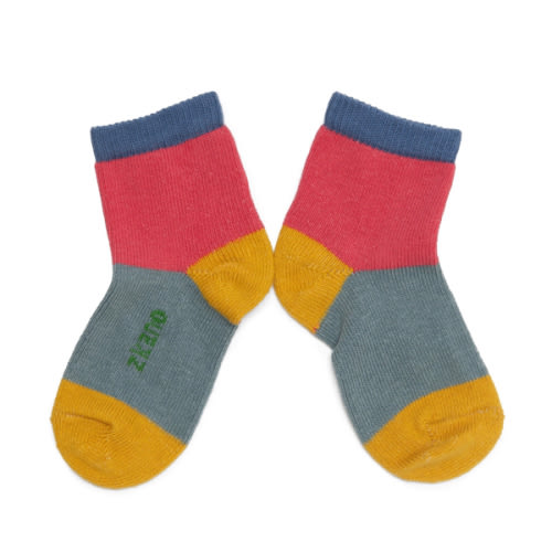 Kids - Color block Organic Cotton Crew Socks - Bubblegum