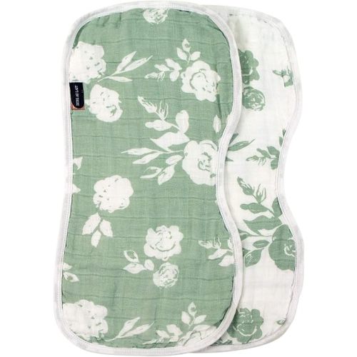 Bebe au Lait Classic Muslin Baby Burp Cloth Set - Vintage and Modern Floral , 8.5x17 Inch (Pack of 1)