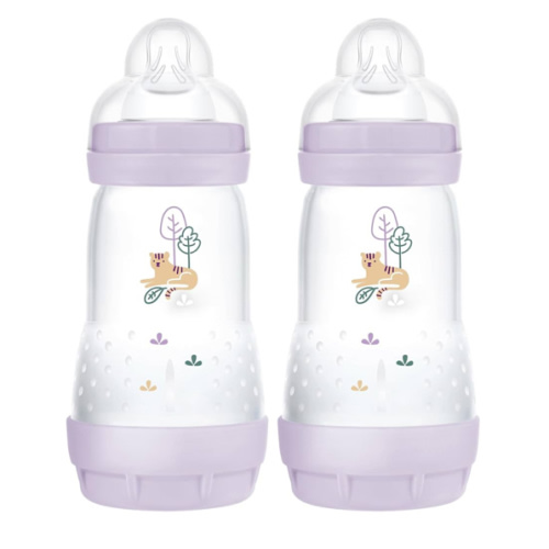 MAM Easy Start Anti-Colic Baby Bottle 9 oz, Medium Flow, Breastfeeding-Like Silicone Nipple Bottle, Reduces Colic, Gas, & Reflux, Easy-to-Clean, BPA-Free, Vented Baby Bottles for Newborns, 2+ Months