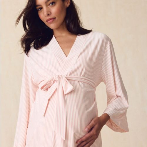 LAKE | Women | DreamModal™ Pajamas | English Rose Pencil Stripe Maternity Kimono Bundle