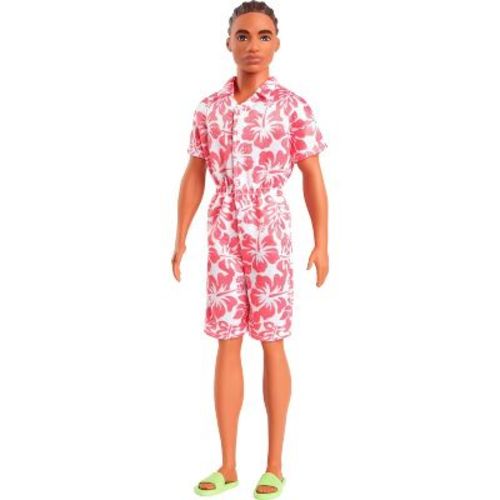 Barbie Fashionistas Ken 11" Doll #235 in Hawaiian Print Jumpsuit with Green Sandals, Brown Hair