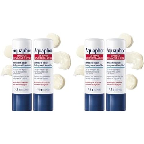 Aquaphor Lip Repair Stick, Moisturizing Lip Balm Pack, Relieves Dryness, 0.17 Oz Stick, (Pack of 4)