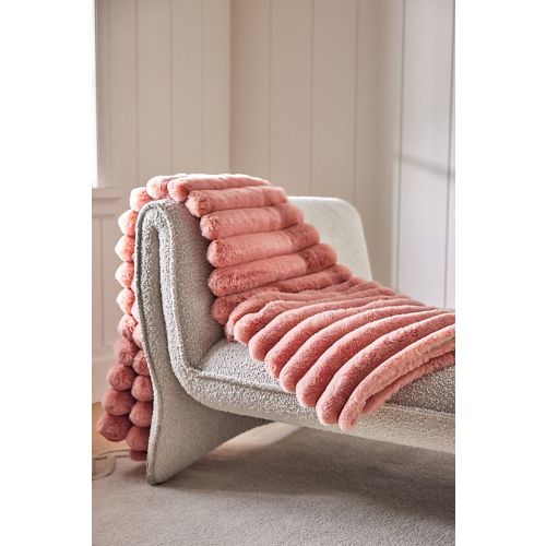 Tipped Puffer Faux-Fur Throw Blanket