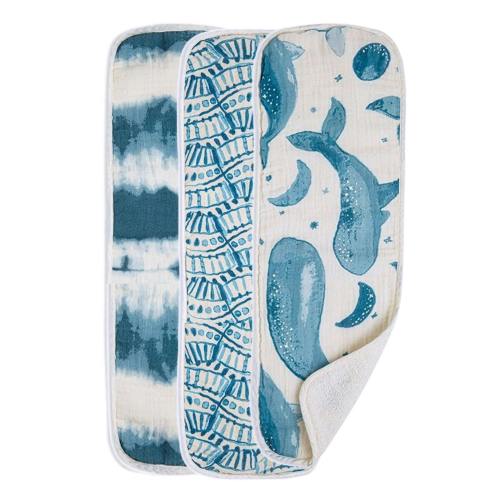 Caspian Whale Cotton Burp Cloth (Set of 3)