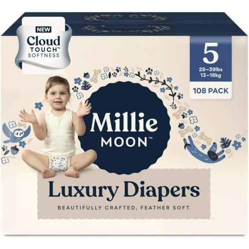 Millie Moon Luxury Diapers COUCHES DE Luxe - Sizes 1-6 (28lbs-39lbs)